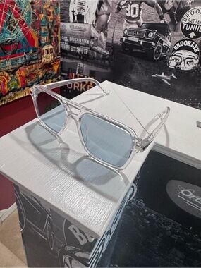 Clear Frame Sunglasses with Light Blue Lenses